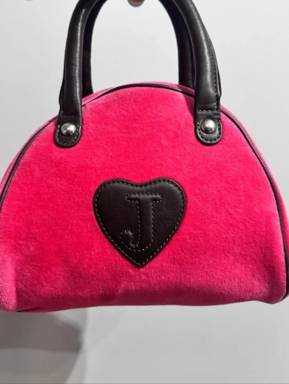 Rare Juicy Couture Y2k Small Dollish Pink Velour GENERATION Couture Bowler Bag